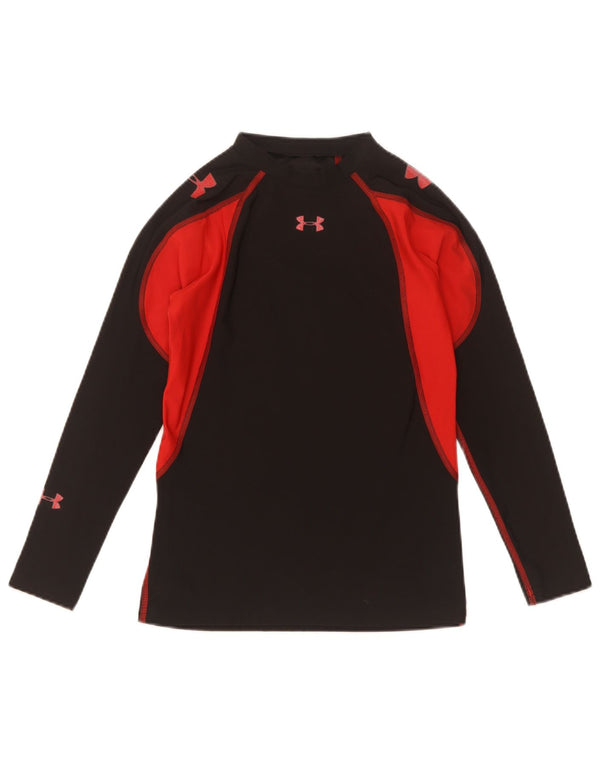 Under Armour Boys Heat Gear Graphic Top Long Sleeve 11-12 Years Large Black