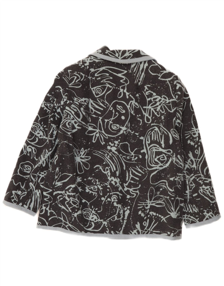 Giacca blazer vintage da donna con grafica a 2 bottoni UK 16 grande nera