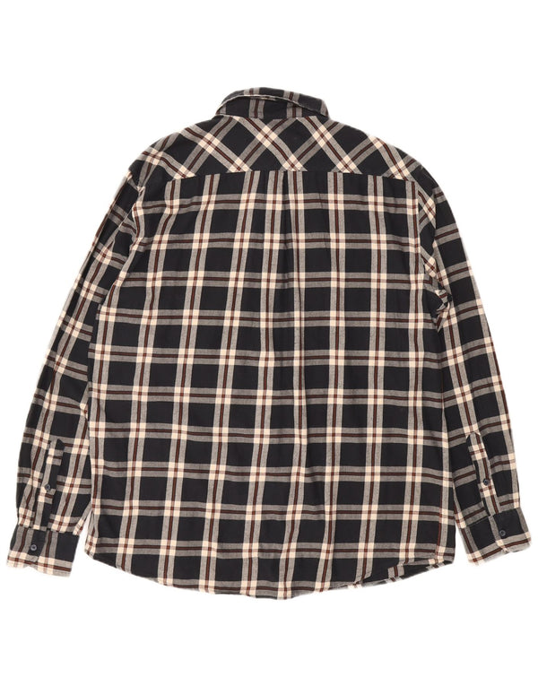 DAKS Mens Regular Fit Flannel Shirt 2XL Navy Blue Check Cotton