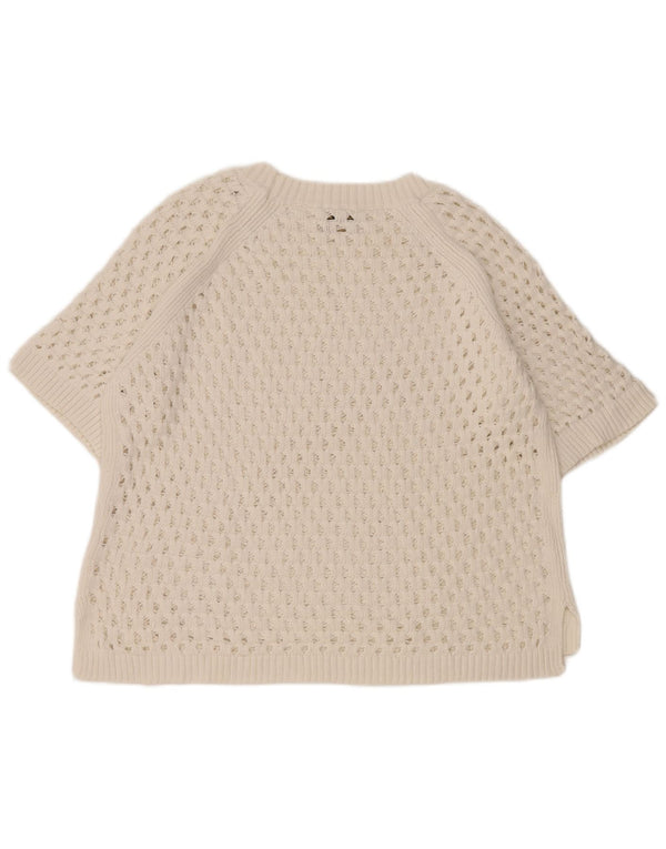 Massimo Dutti Maglione da donna a maniche corte con scollo a barca UK 16 Large Whit