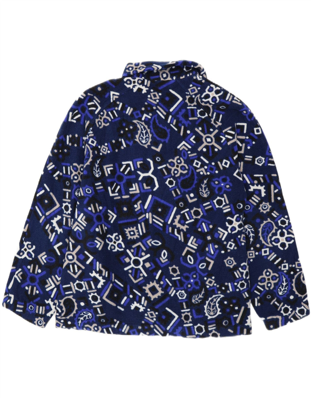 Maglione in pile da uomo con zip e collo VINTAGE grande blu navy geometrico