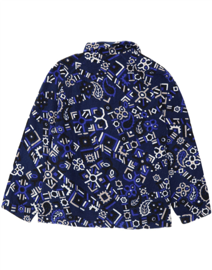 Maglione in pile da uomo con zip e collo VINTAGE grande blu navy geometrico