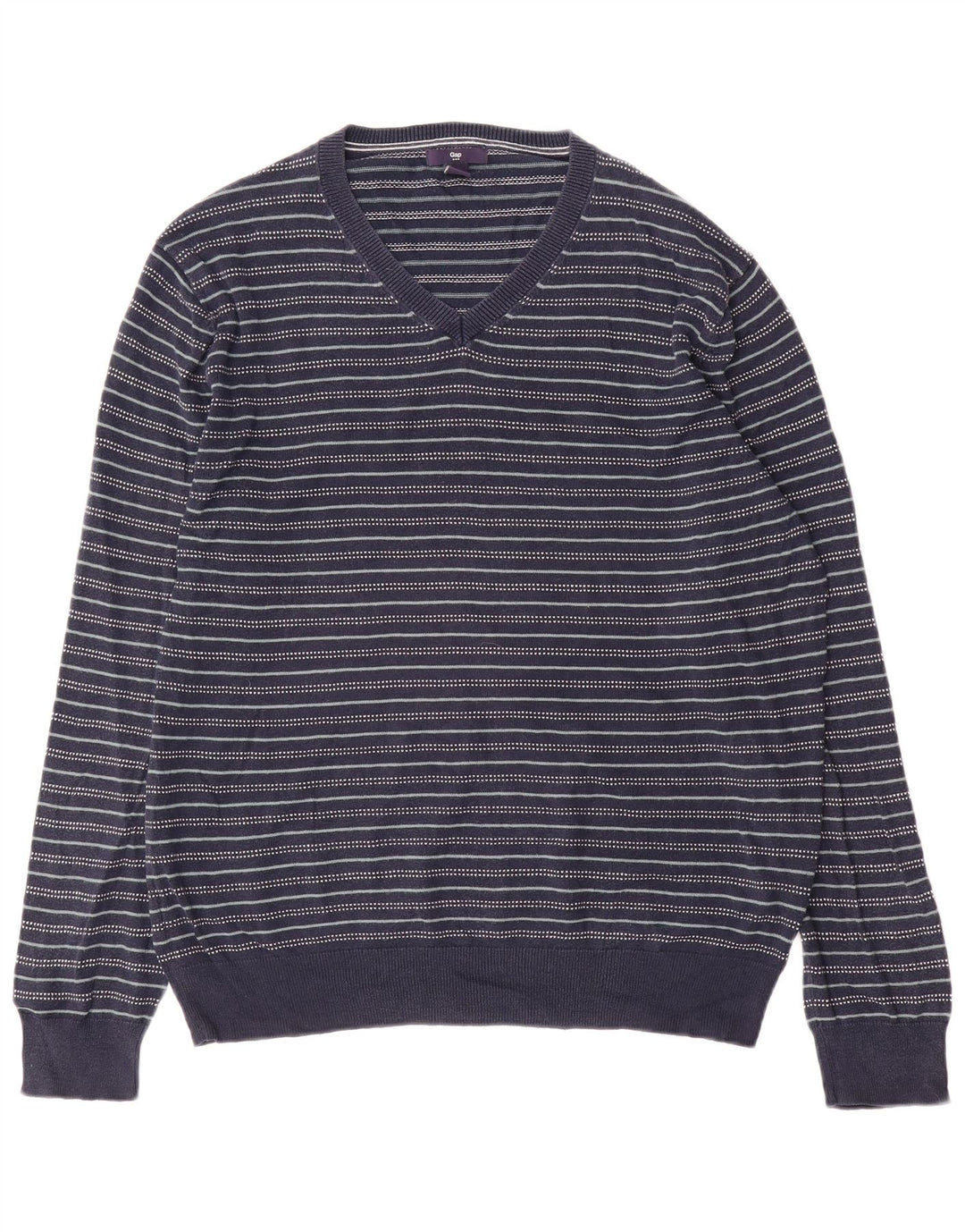 Gap Maglione da uomo con scollo a V in cotone a righe medie blu navy
