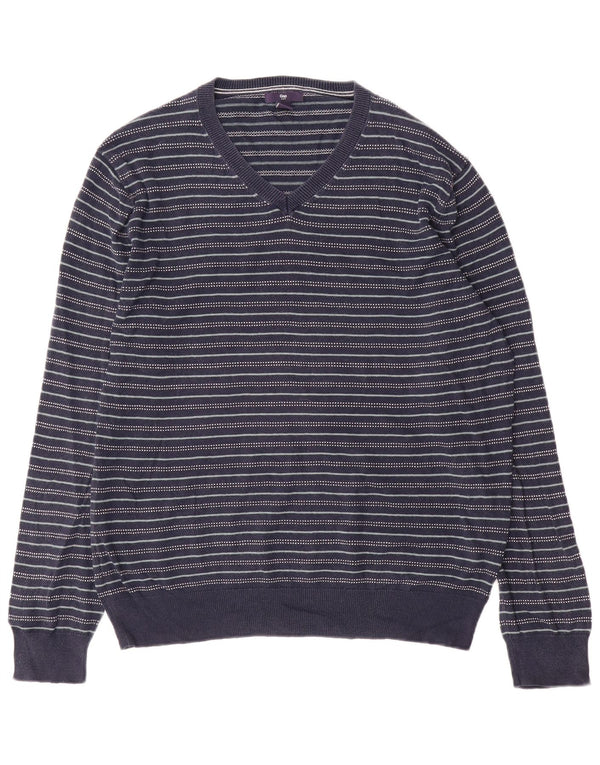 Gap Maglione da uomo con scollo a V in cotone a righe medie blu navy