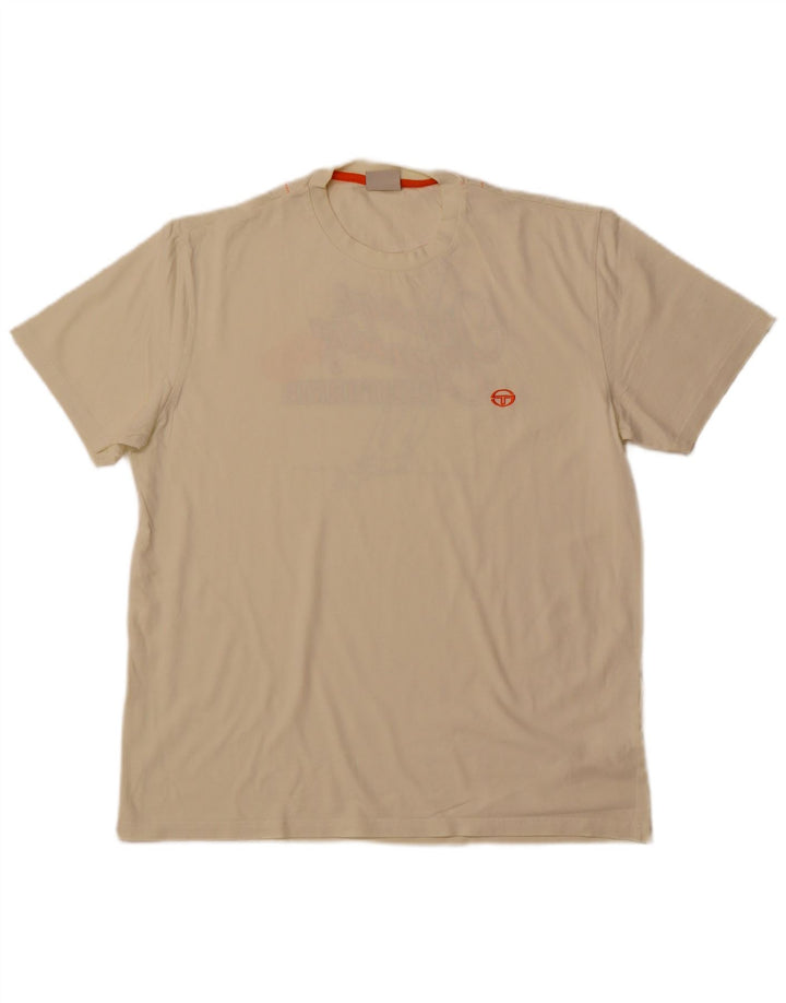 SERGIO TACCHINI T-shirt grafica da uomo Top XL in cotone bianco sporco