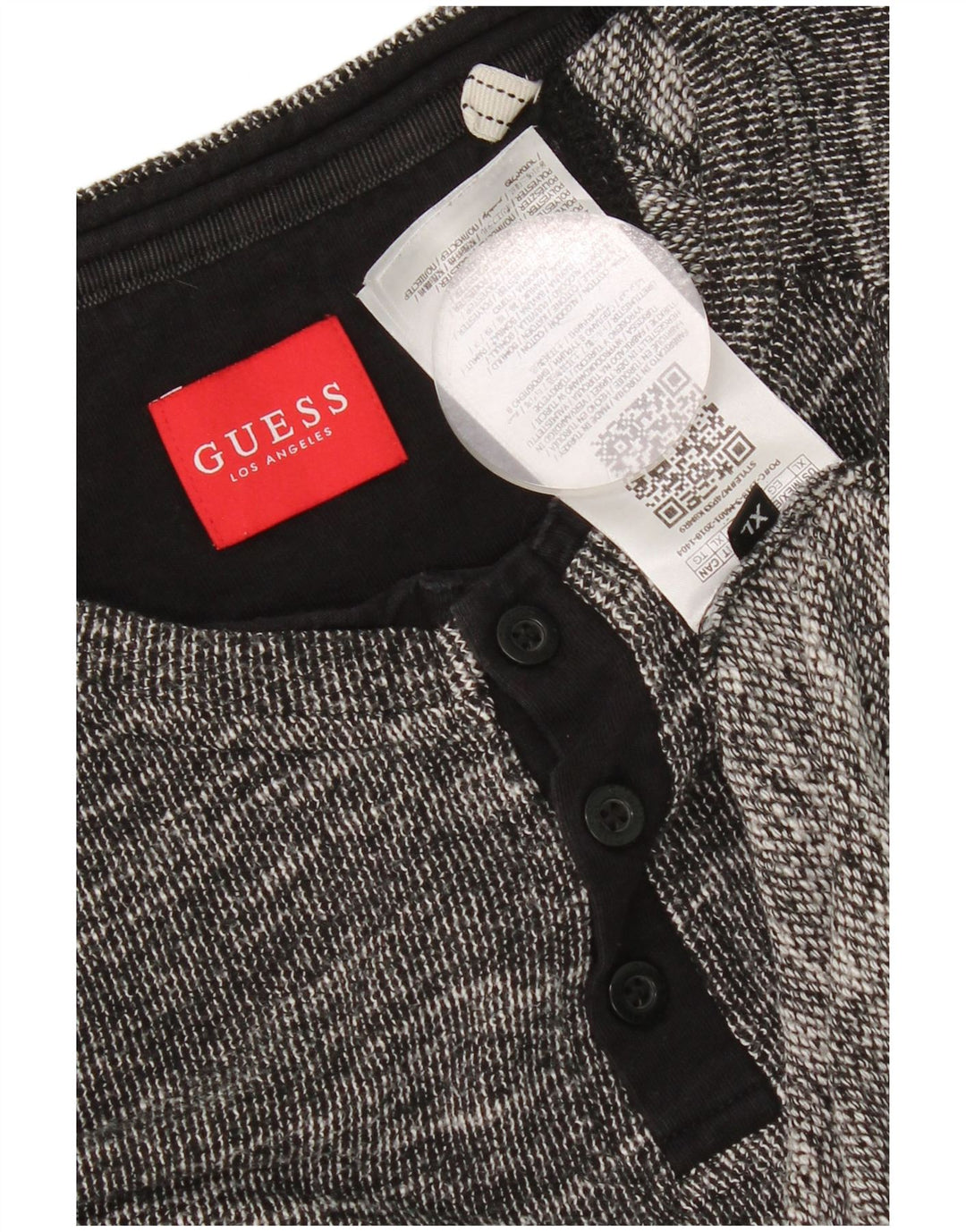 Guess Top da uomo a maniche lunghe in cotone chiazzato grigio largo