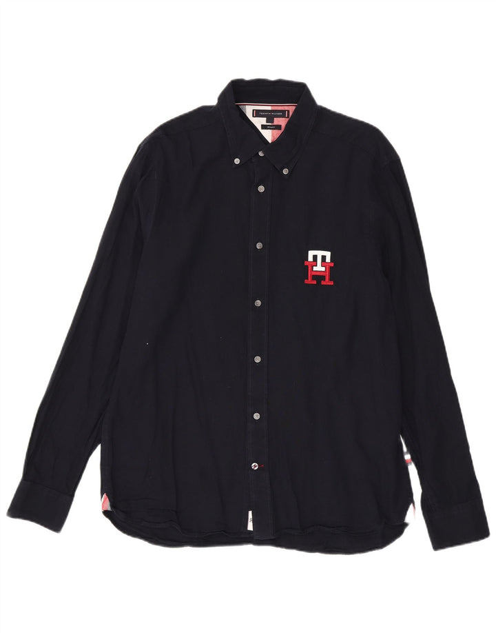 Camicia da uomo Regular Fit Tommy Hilfiger Large in cotone blu navy