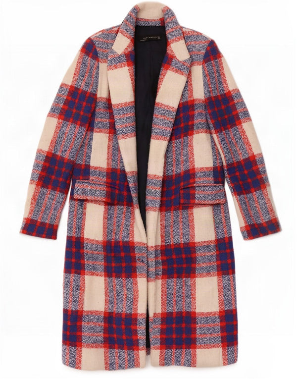 Soprabito aperto da donna Zara UK 10 piccolo acrilico scozzese multicolore