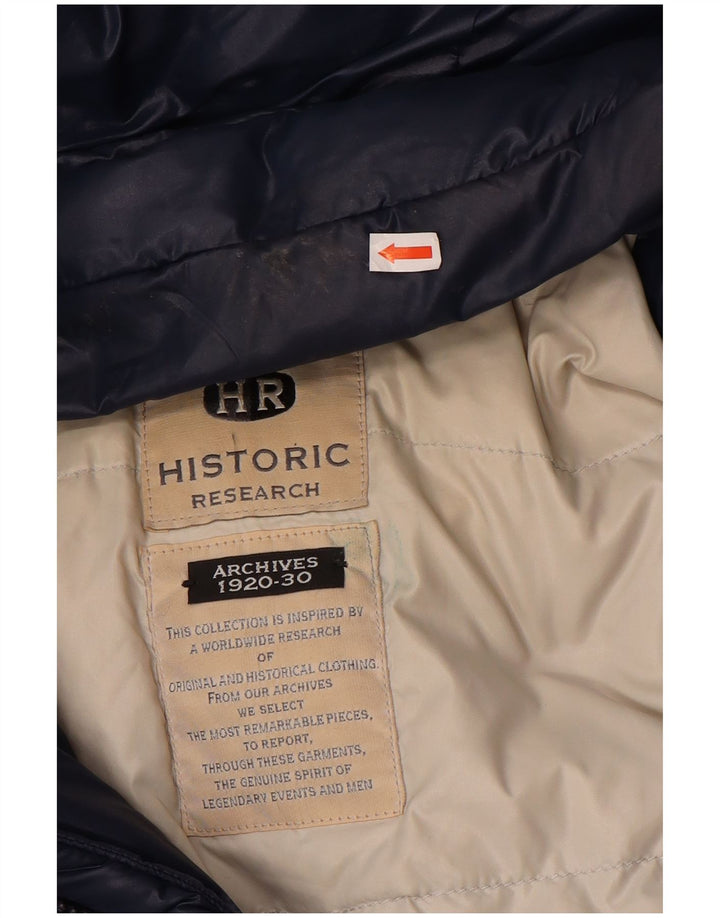 Giacca imbottita con cappuccio da uomo Historic Research UK 40 Large Blu Navy in poliammide
