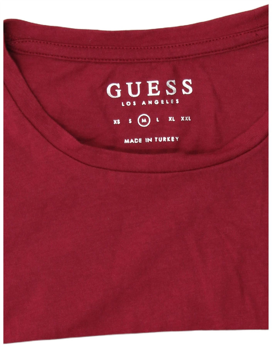 Guess Top grafico da donna a maniche lunghe UK 12 Borgogna medio Colorblock