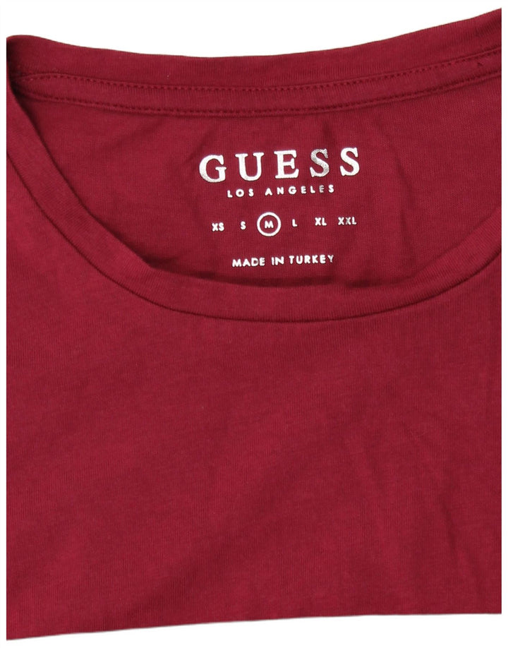 Guess Top grafico da donna a maniche lunghe UK 12 Borgogna medio Colorblock