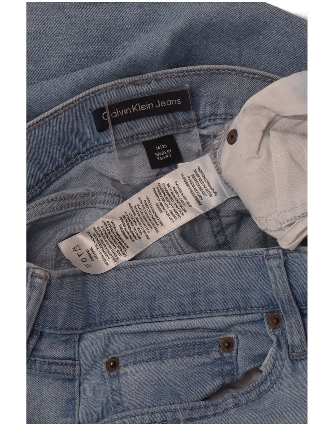 Jeans slim crop da donna Calvin Klein US 16 Large W33 L26 cotone blu