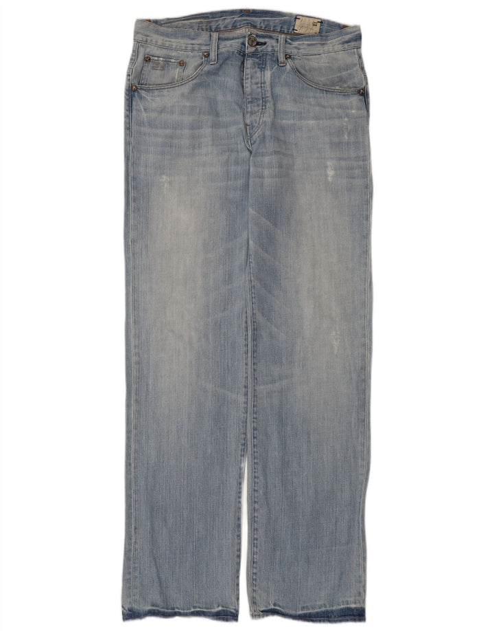 Jeans dritti invecchiati da uomo G-Star W32 L34 cotone blu