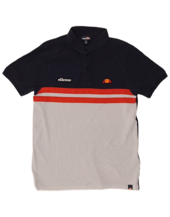 Polo da uomo Ellesse in cotone color block medio blu navy