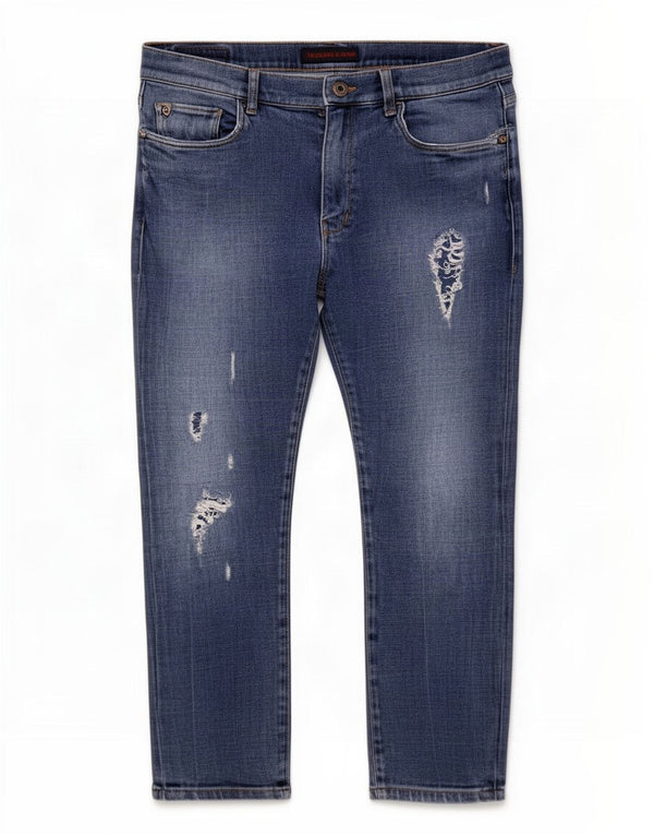 Jeans dritti invecchiati Trussardi da donna W34 L28 cotone blu