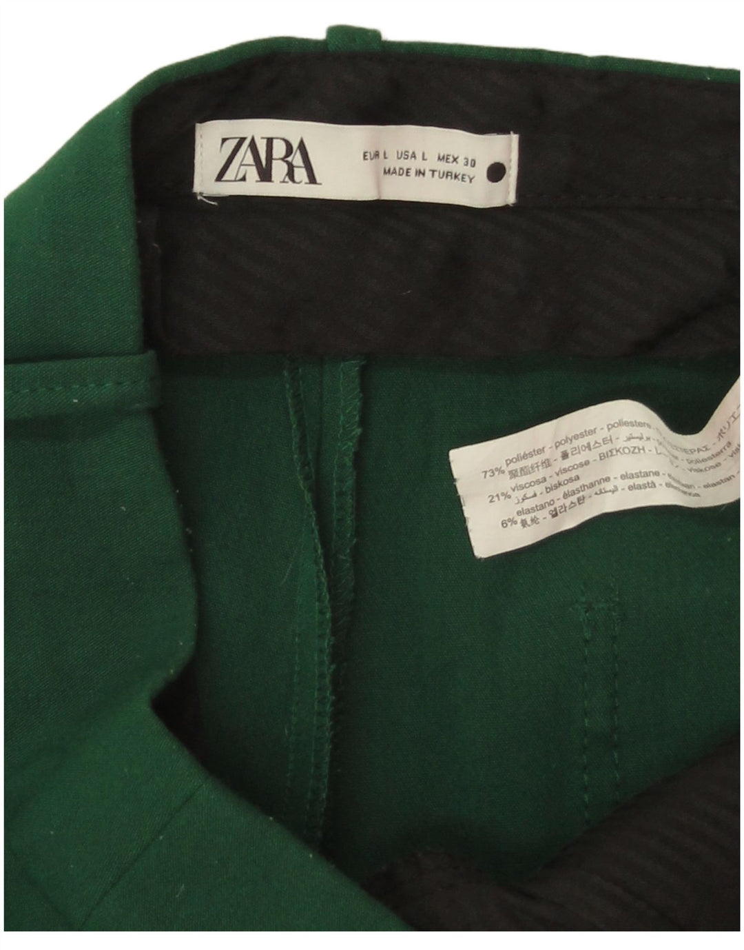 Pantaloni corti dritti da donna Zara grandi W30 L24 poliestere verde
