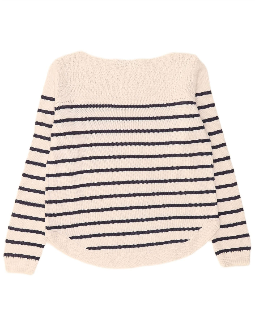 Maglione maglione con scollo a barca da donna Marks & Spencer UK 12 a righe bianche medie