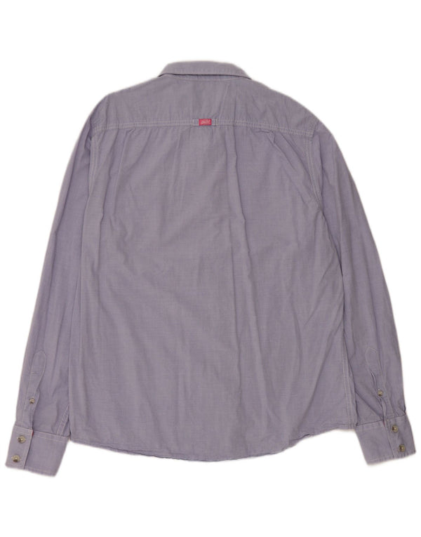 SUPERDRY Mens Shirt 2XL Blue Pinstripe Cotton