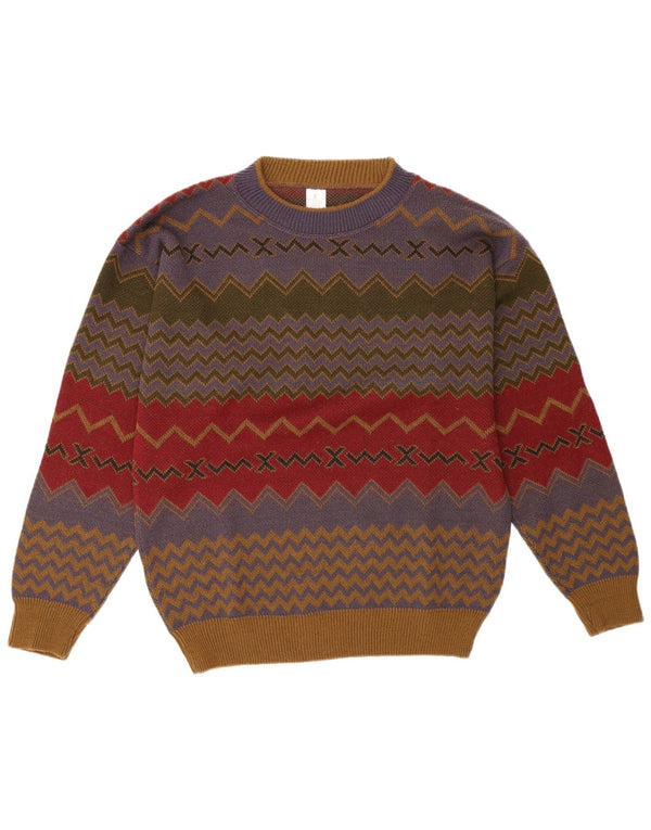 Maglione maglione girocollo da uomo vintage piccolo acrilico Chevron multicolore