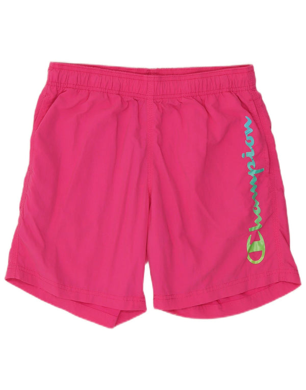 Pantaloncini sportivi grafici da uomo Champion piccoli in nylon rosa