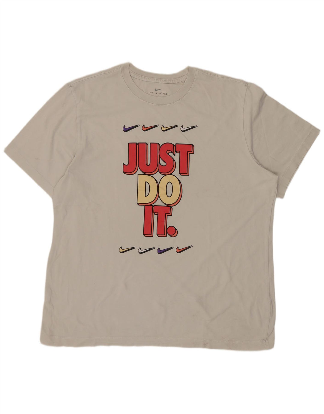 T-shirt grafica da uomo NIKE Top grande in cotone bianco sporco