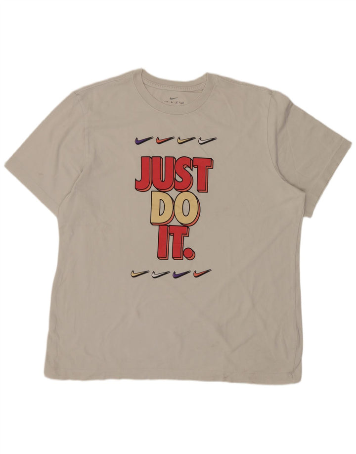 T-shirt grafica da uomo NIKE Top grande in cotone bianco sporco