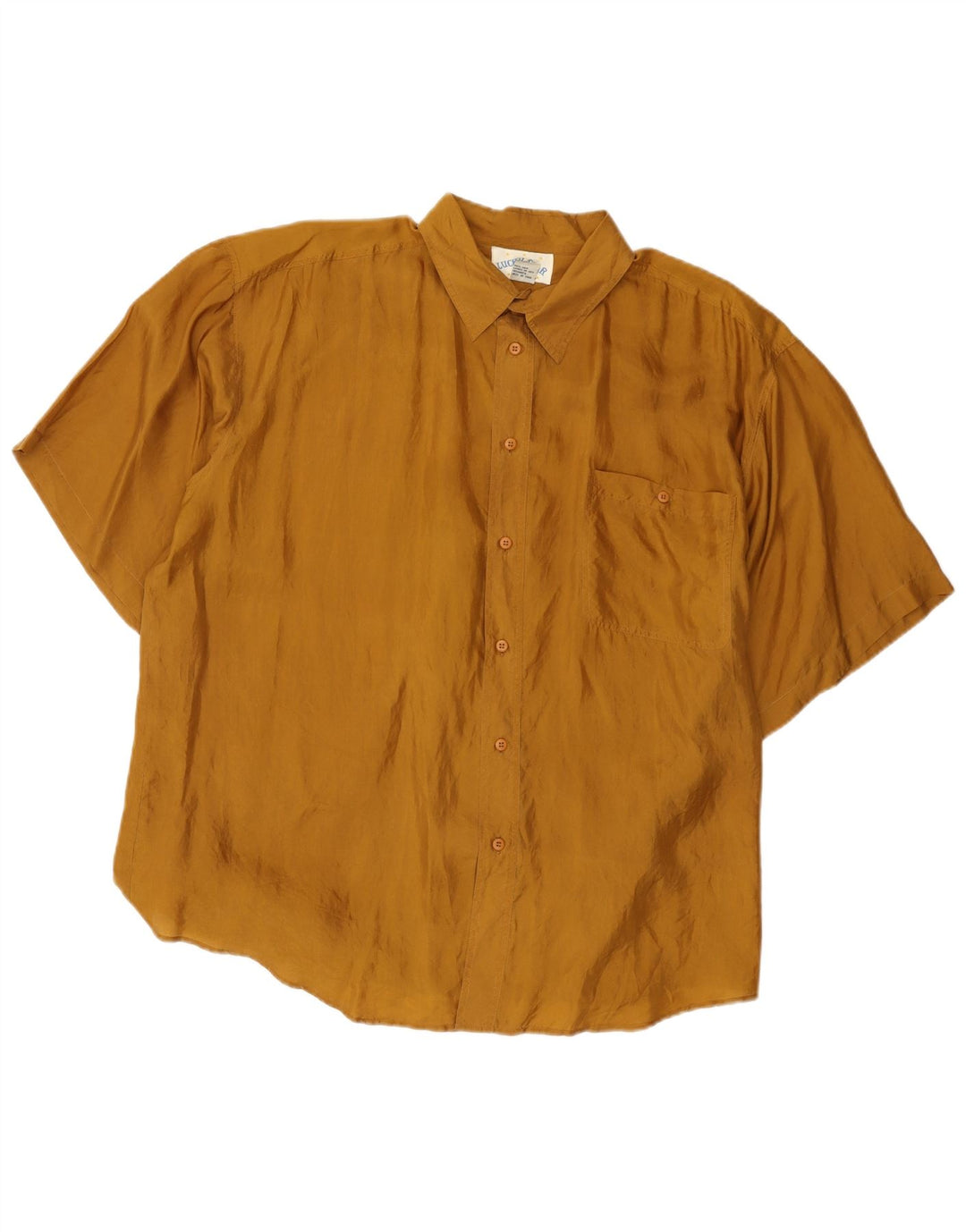 Camicia a maniche corte da uomo Lucky Star XL in seta marrone