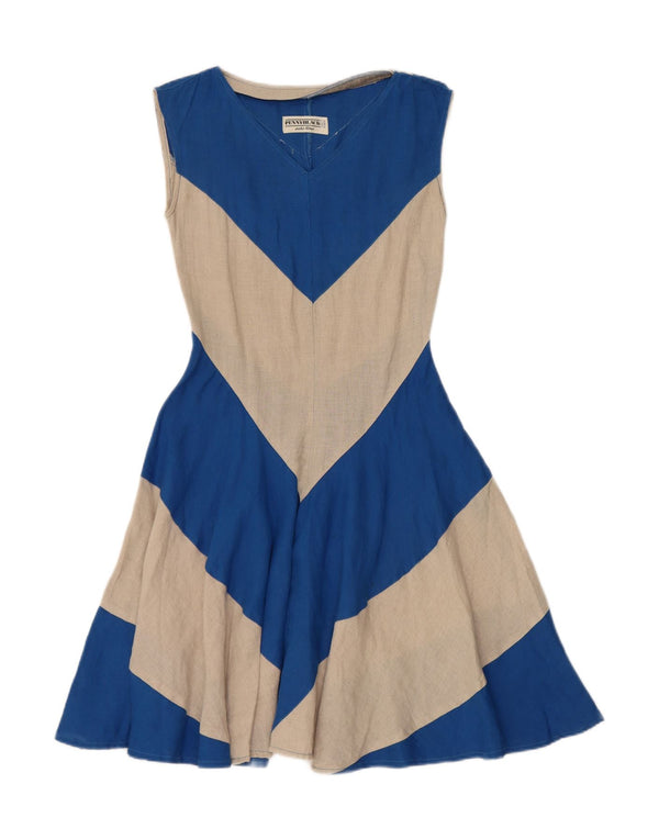 Abito a trapezio senza maniche da donna Penny Black UK 6 XS Lino color block blu