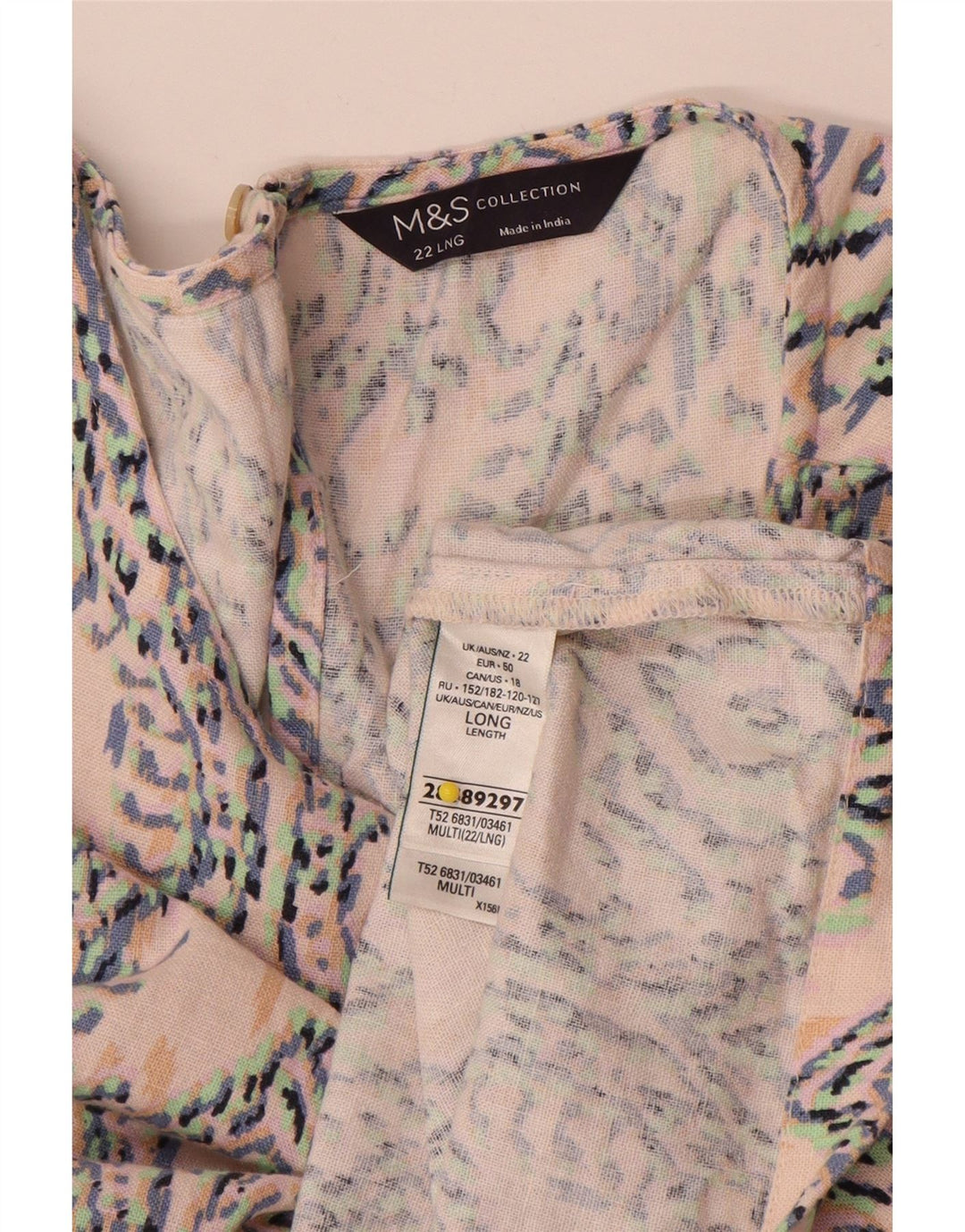 Abito a trapezio senza maniche da donna Marks & Spencer UK 22 3XL Ikat multicolore