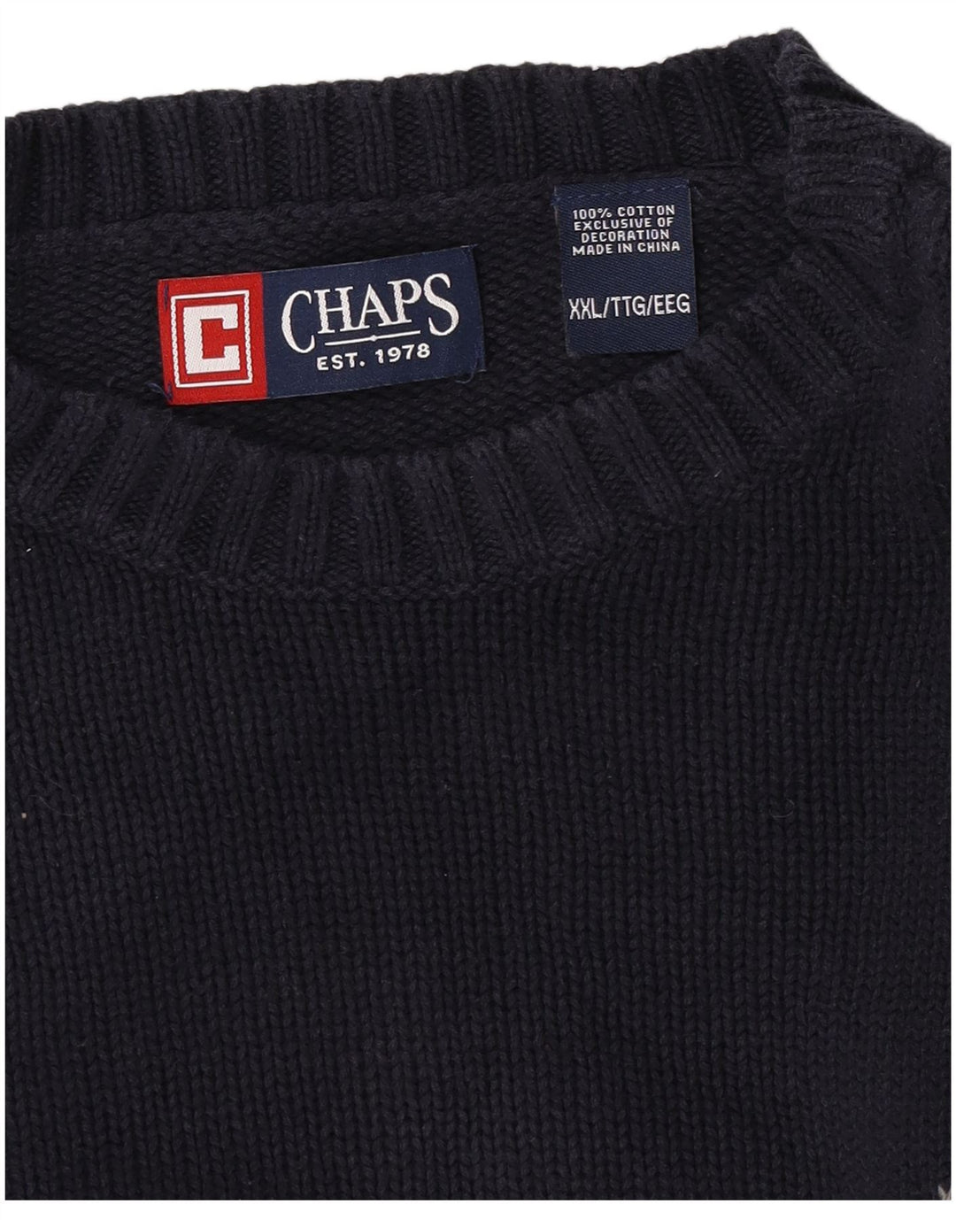 Maglione maglione girocollo da uomo Chaps 2XL cotone blu navy
