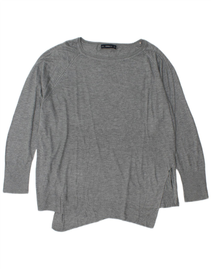 Maglione maglione oversize con scollo a barca da donna Zara UK 16 grande grigio