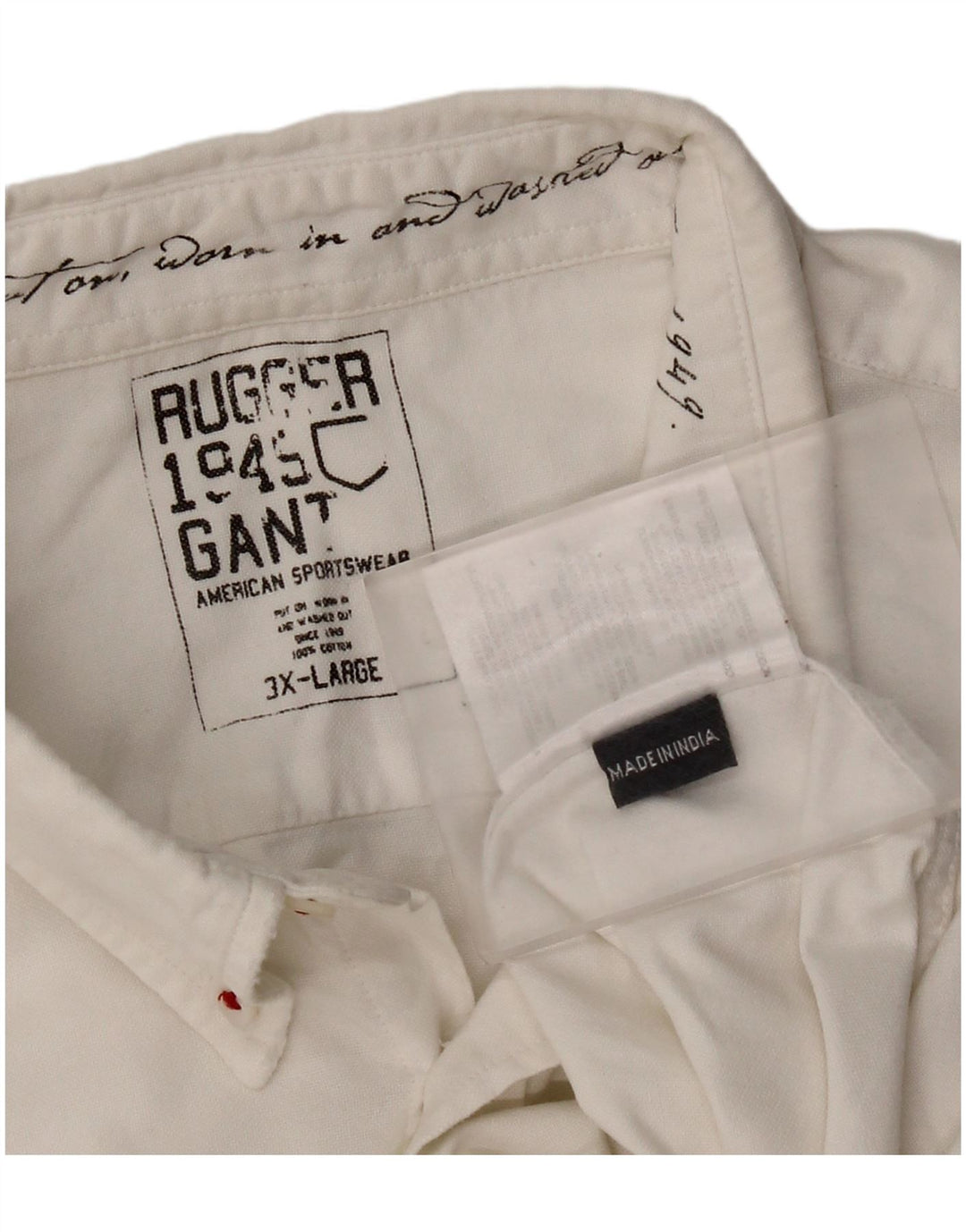 Camicia da uomo Gant 3XL in cotone bianco sporco