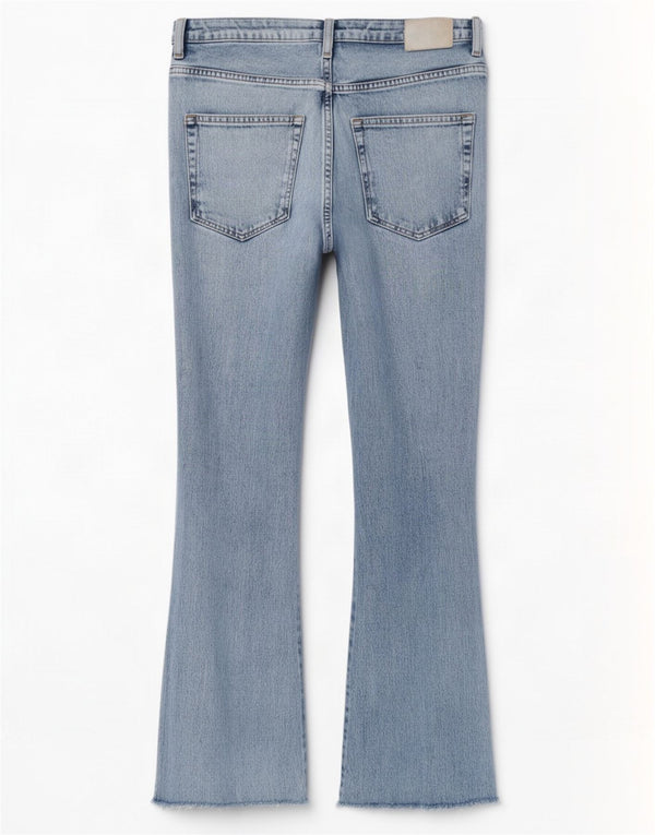 Jeans svasati effetto vissuto Zara da donna EU 40 medio W30 L27 cotone blu