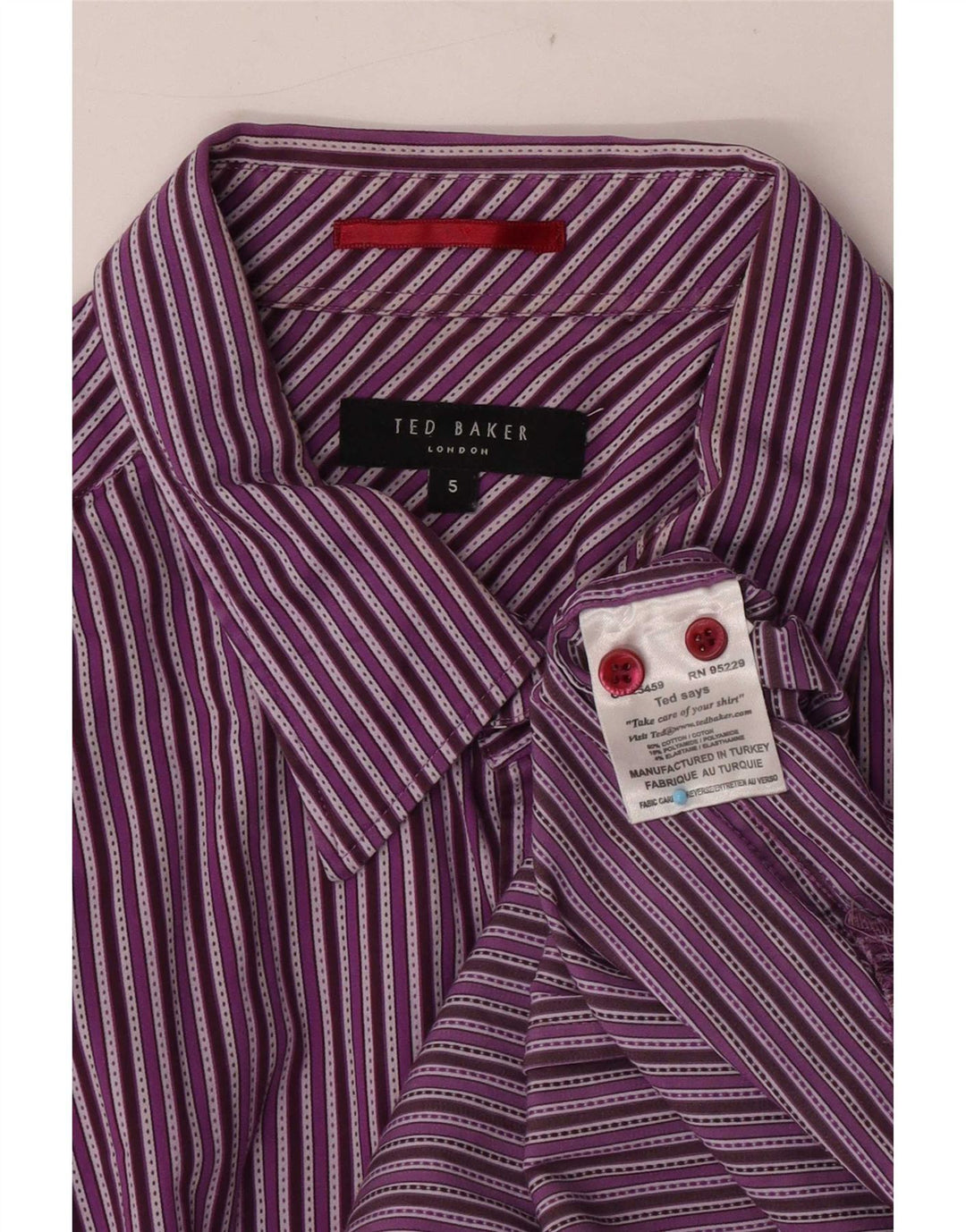 Camicia da uomo Ted Baker taglia 5 XL cotone gessato viola