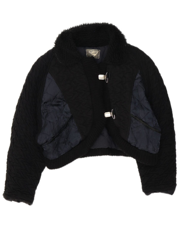 Giacca Bolero vintage da donna UK 14 color block medio nero