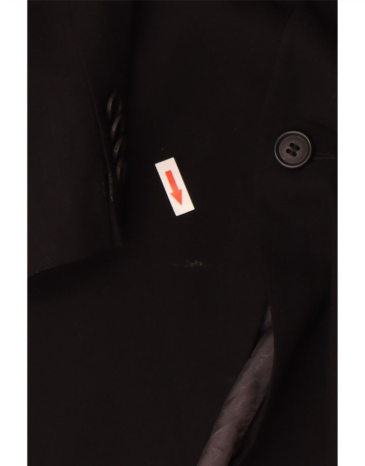 Giacca blazer da uomo a 3 bottoni Ted Baker US 42 XL nera in lana vergine