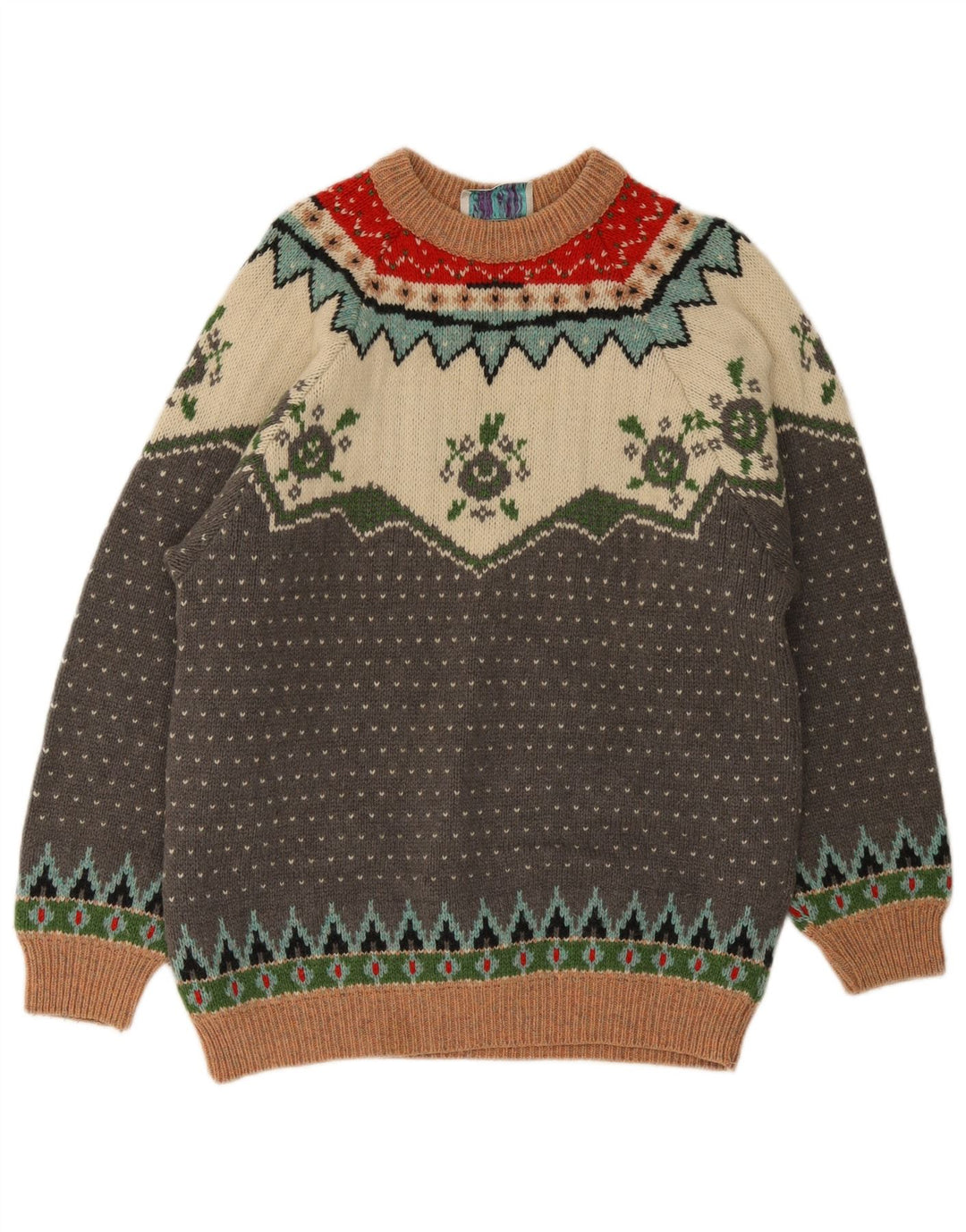 Creativity Maglione da uomo girocollo Maglione grande lana Fair Isle multicolore