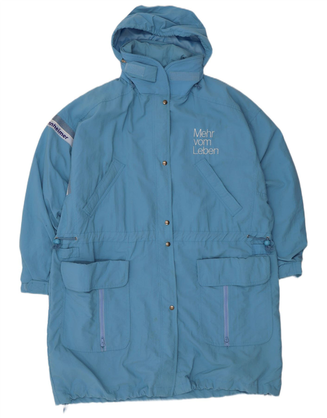 Tactel Giacca a vento oversize con cappuccio da donna UK 10 Small Blu Poliammide