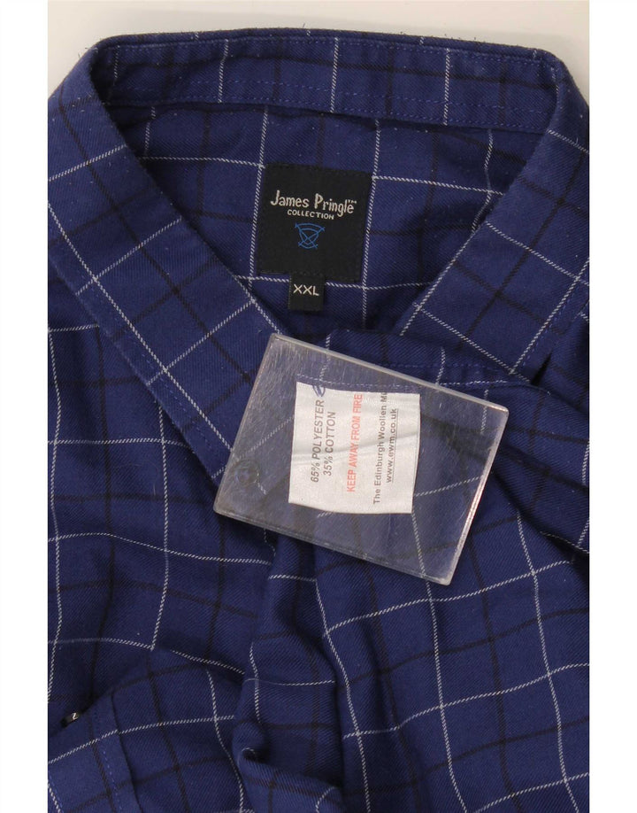 Camicia in flanella da uomo James Pringle 2XL Poliestere a quadri blu navy