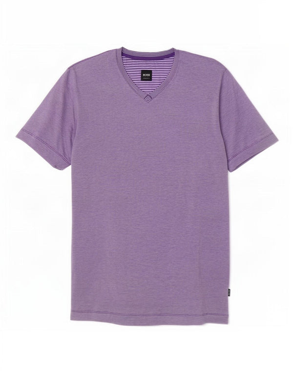 Hugo Boss T-shirt da uomo vestibilità regolare Top grande cotone gessato viola