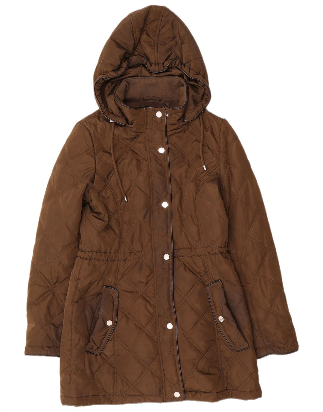 Giacca trapuntata con cappuccio da donna Dkny UK 10 piccola in poliestere marrone