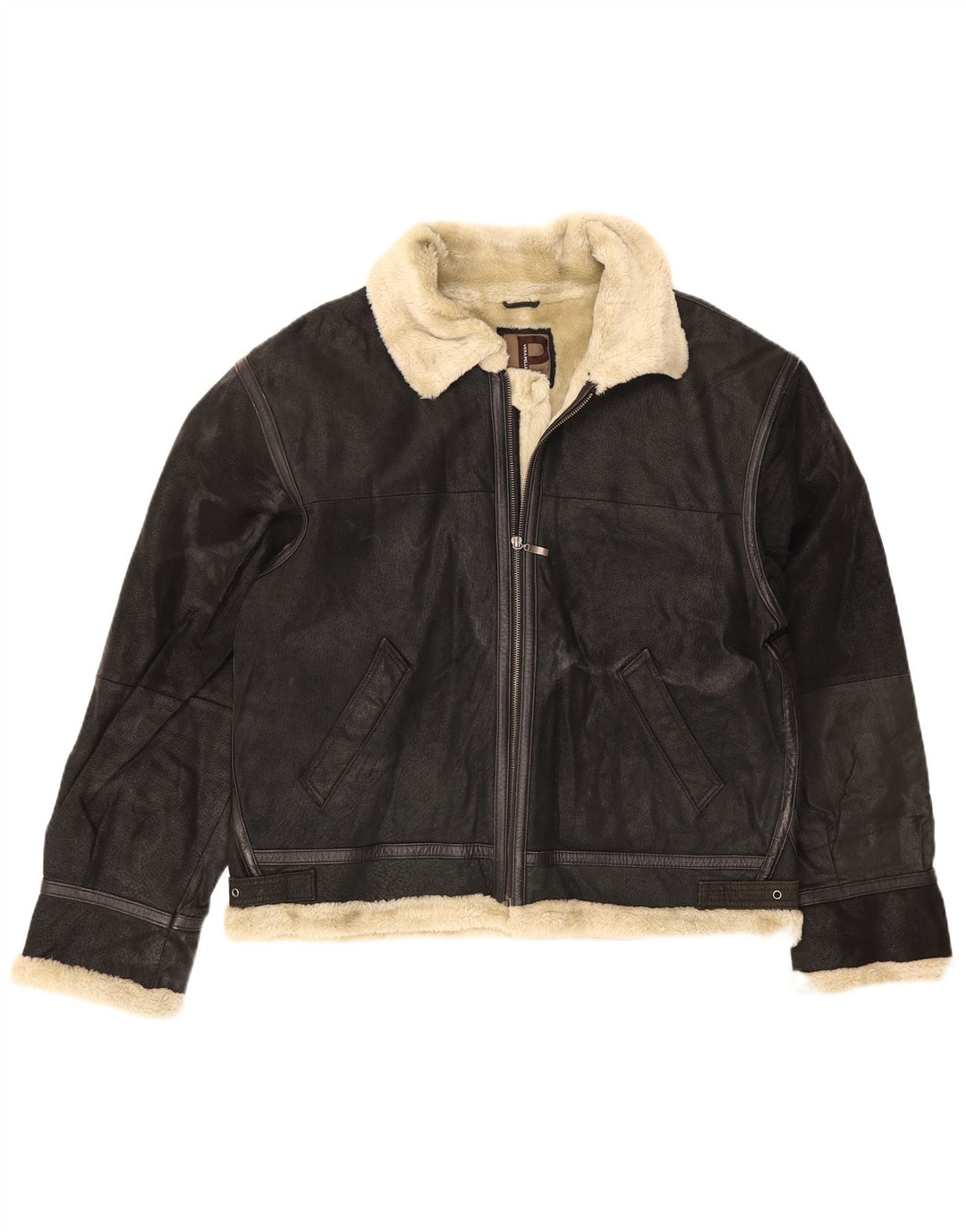 Giubbotto in shearling da uomo Conbipel UK 42 XL in pelle nera