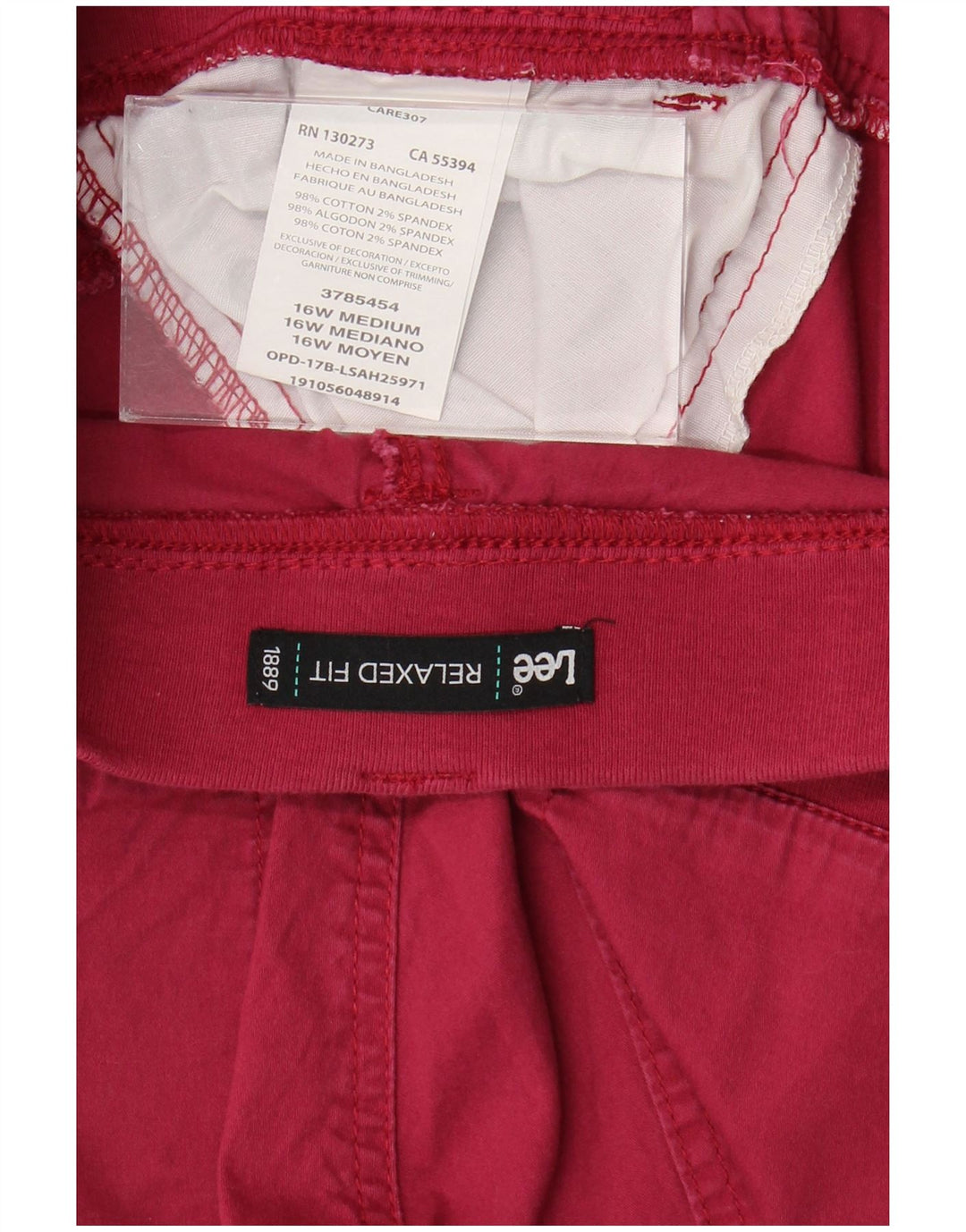 Pantaloncini cargo Lee da donna vestibilità comoda US 16 2XL W36 cotone rosa