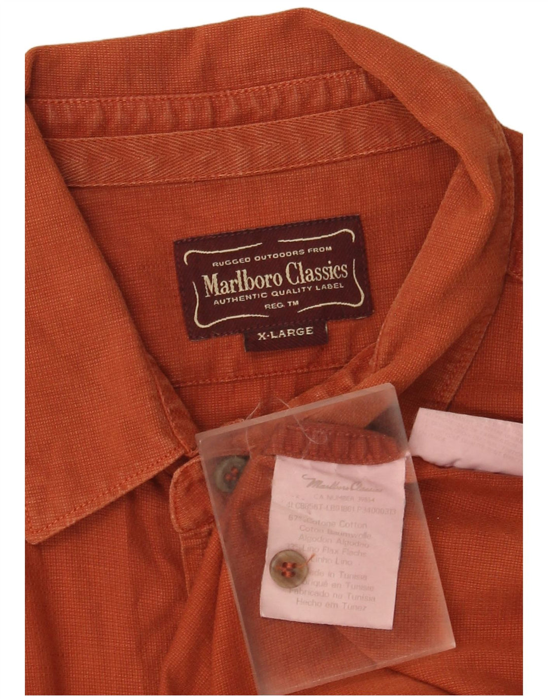 Camicia a maniche corte da uomo Marlboro Classics XL in cotone arancione