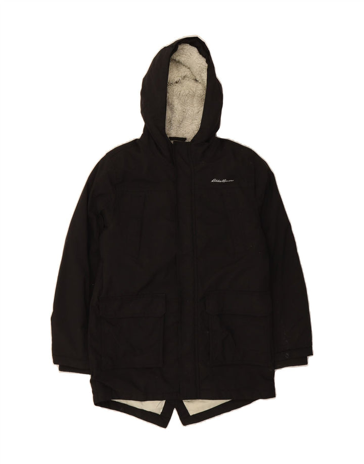 EDDIE BAUER Boys Hooded Parka Jacket 10-11 Years Medium Black Nylon Vintage Eddie Bauer and Second-Hand Eddie Bauer from Messina Hembry 