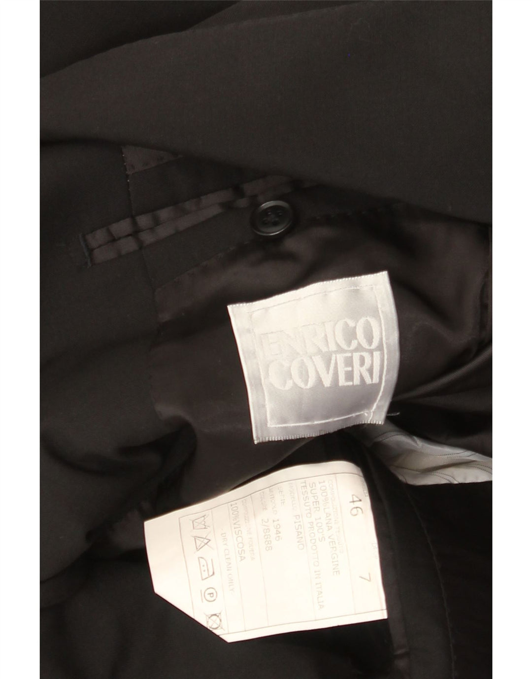 Enrico Coveri Giacca Blazer da Uomo a 2 Bottoni IT 46 Piccola in Lana Nera