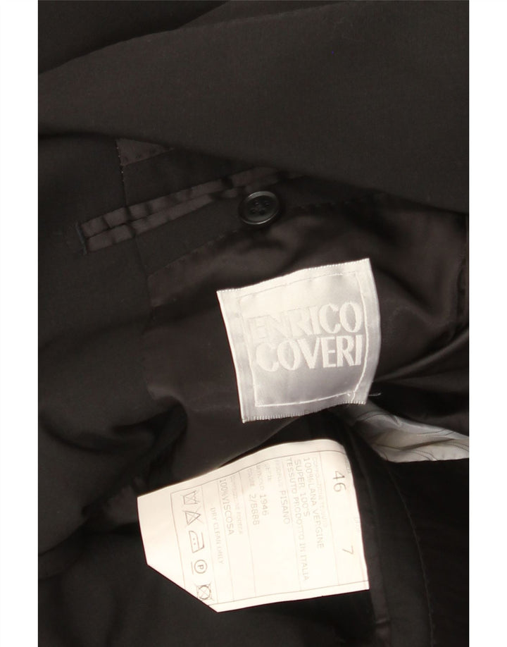 Enrico Coveri Giacca Blazer da Uomo a 2 Bottoni IT 46 Piccola in Lana Nera