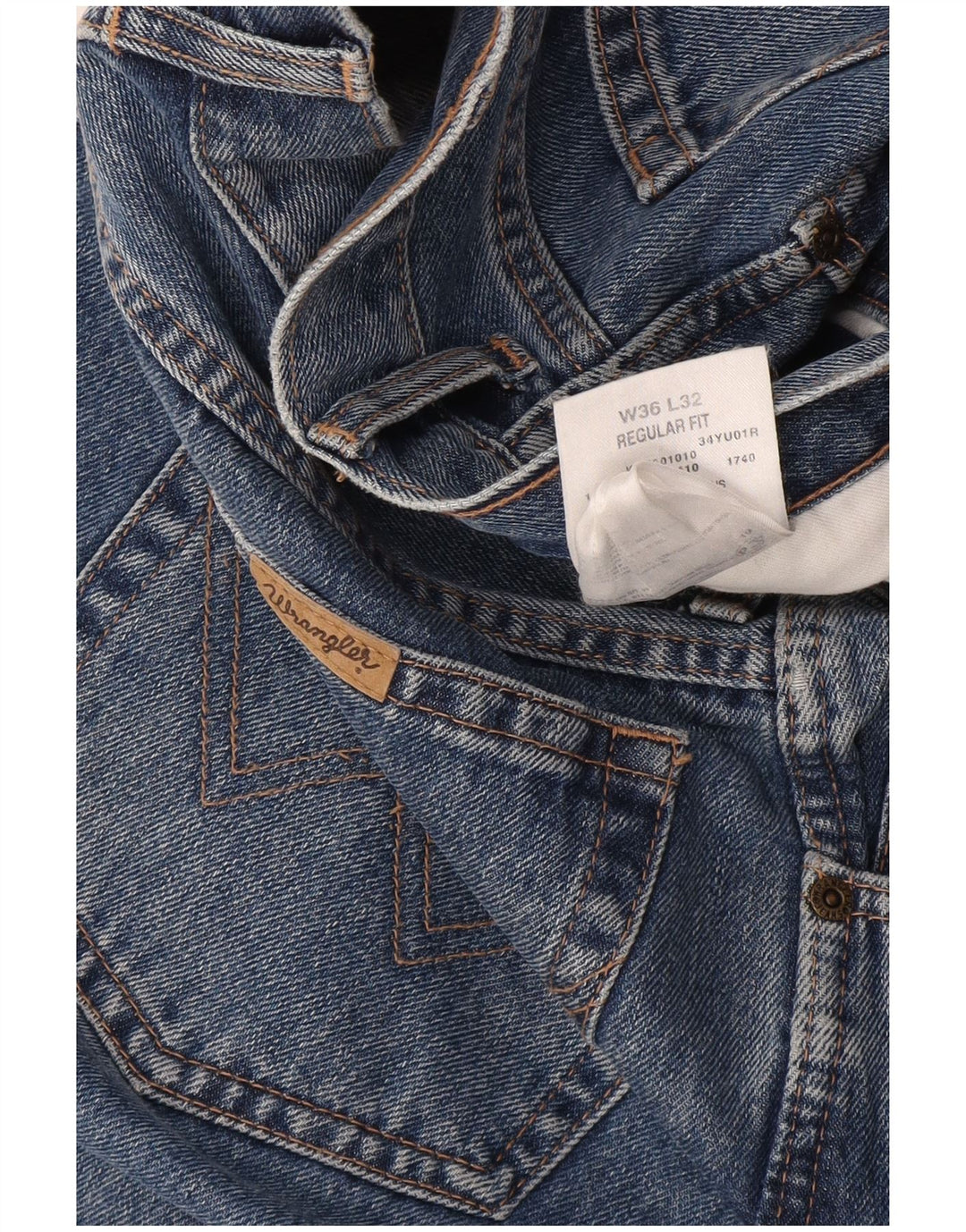 Jeans dritti da uomo Wrangler vestibilità regolare W36 L32 cotone blu