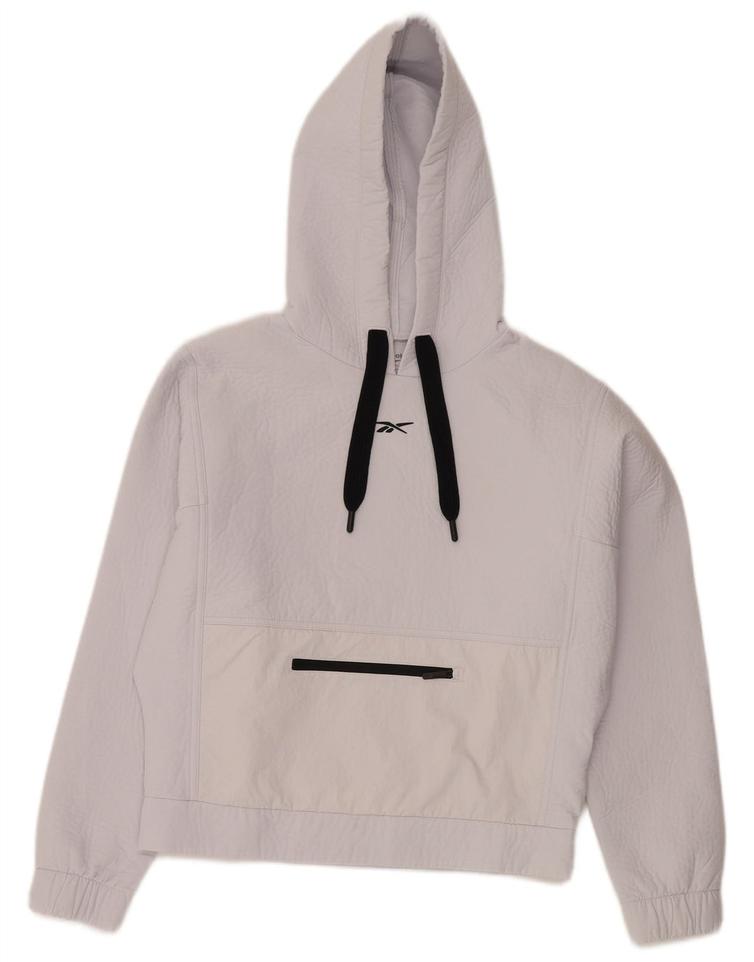 REEBOK Felpa con cappuccio oversize da donna UK 4/6 XS Poliestere bianco sporco
