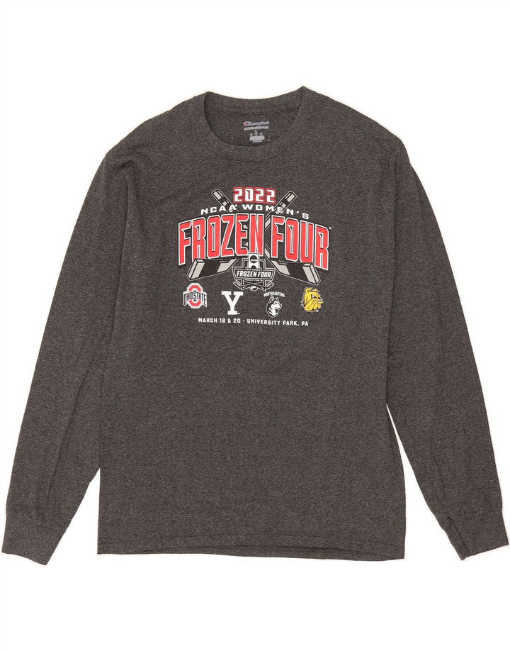 CHAMPION Mens Ohio State Graphic Top Long Sleeve Large Grey Cotton Vintage Champion and Second-Hand Champion from Messina Hembry 